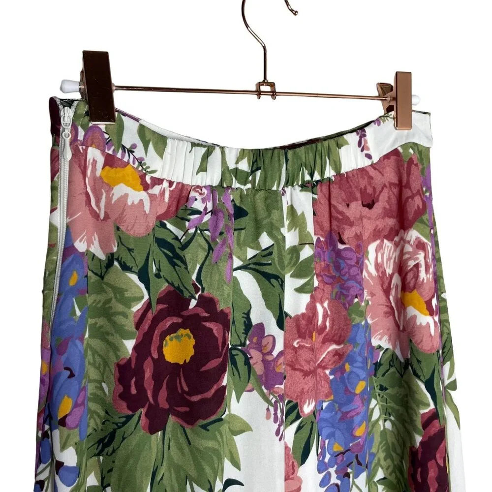 Show Me Your Mumu Tea Party Midi Skirt Size Small Floral Green Pink SMYM